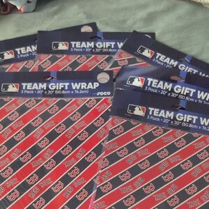 7/ 3pks Red Sox Team Gift Wrap - Red and Blue